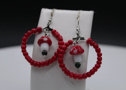 Red mushroom earrings