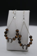 Load image into Gallery viewer, Horse shoe earrings (tiger eye)