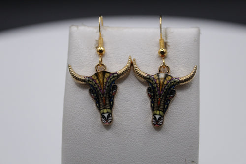 Multi color cow horn earrings