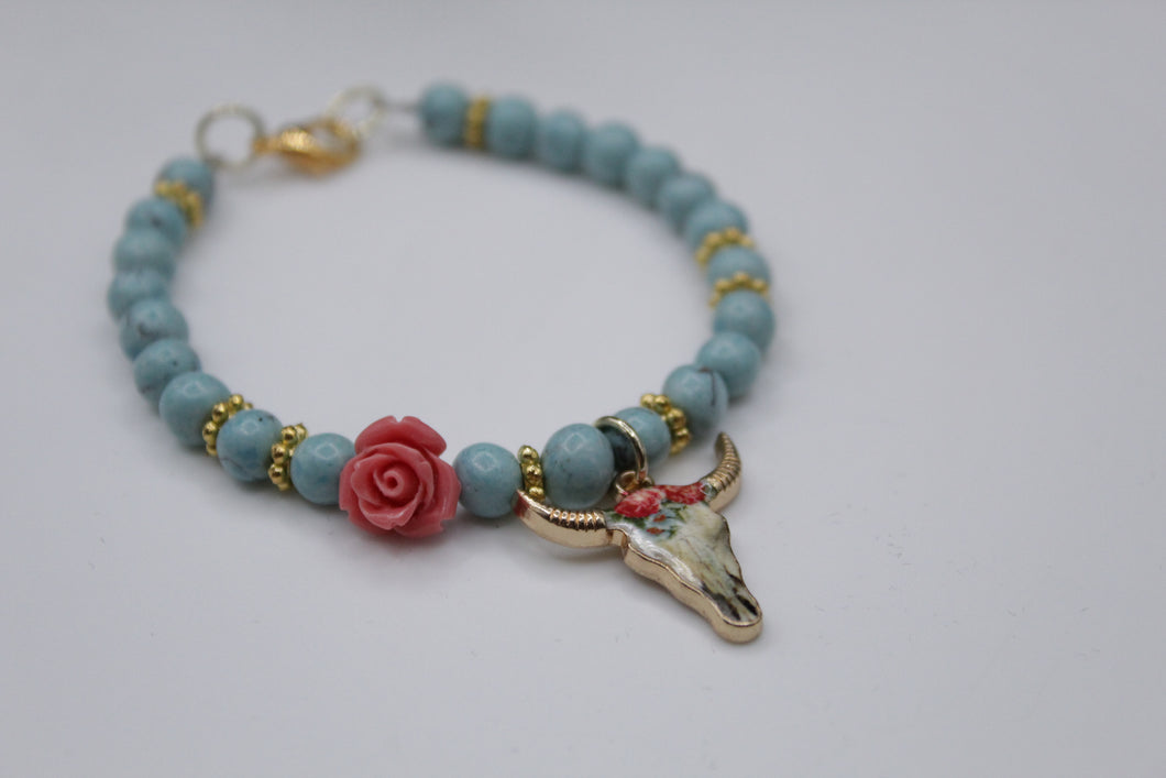 Cow/rose bracelet