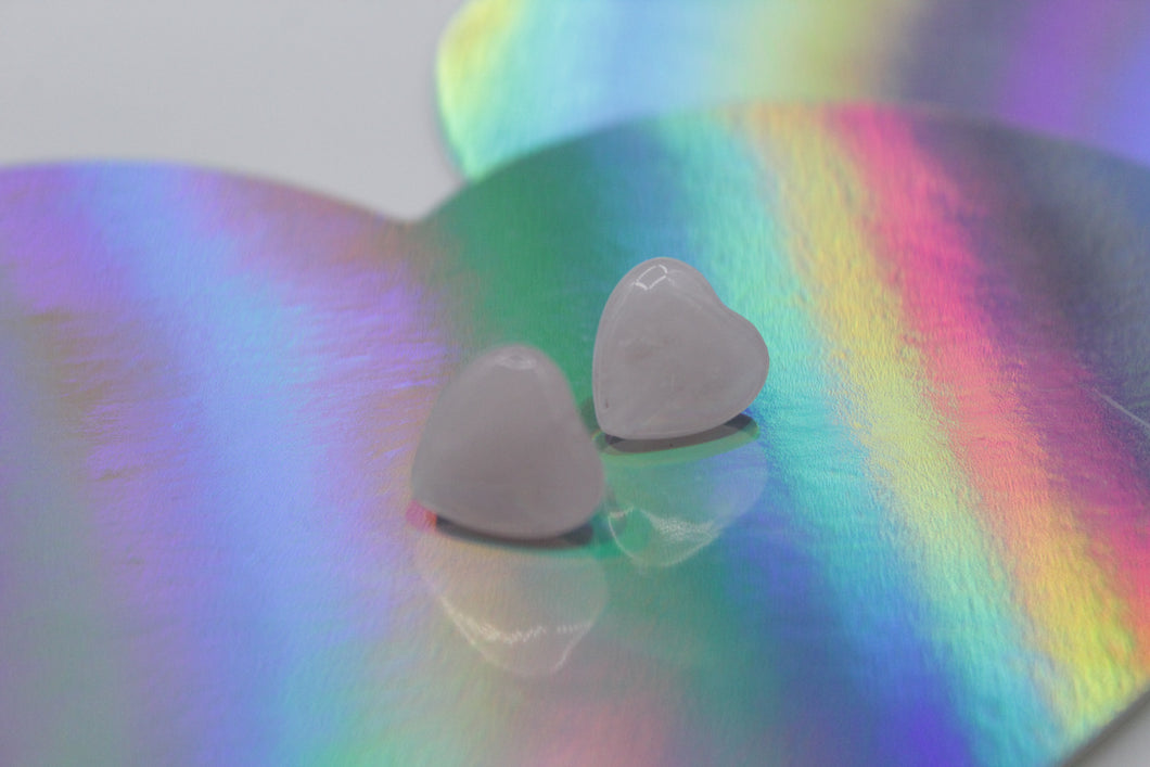 Rose quartz heart studs