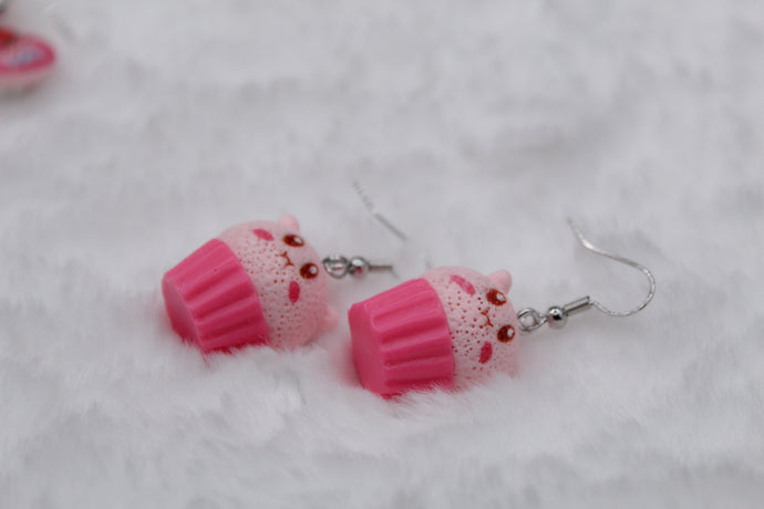 Kirby cupcake earrings