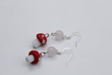 Load image into Gallery viewer, Mushroom earrings (rose quartz)