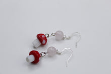 Load image into Gallery viewer, Mushroom earrings (rose quartz)
