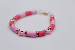 Pink evil eye bracelet