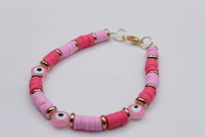 Pink evil eye bracelet