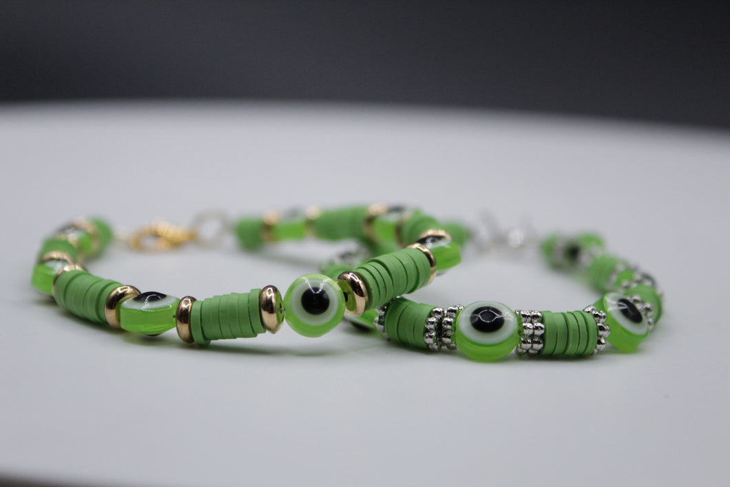 Green evil eye bracelet