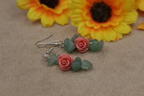 Adventurine rose earrings