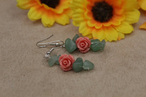 Adventurine rose earrings